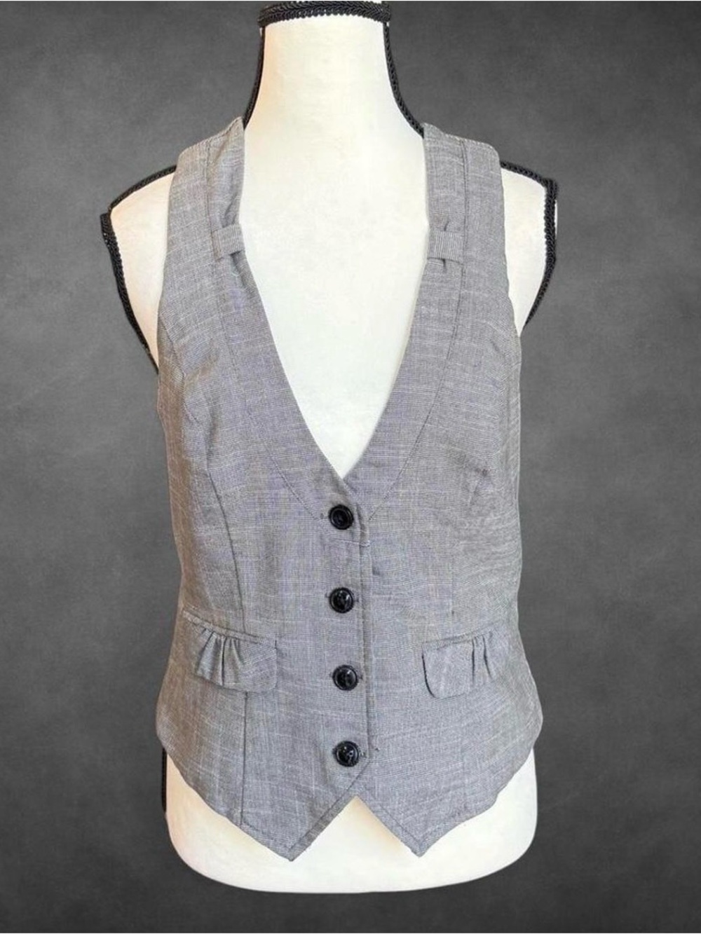 Maurices Gray‎ Pinstripe Button Front Vest - M